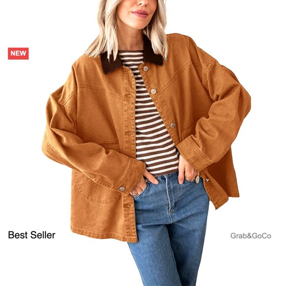 Jackets & Blazers - Oversized Denim Barn Jacket Retro Y2K Chic Button Down Big Pockets